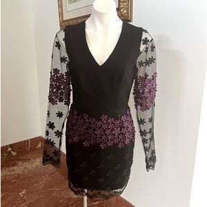 Black Halo, long sleeves, lace dress ,  size 6
